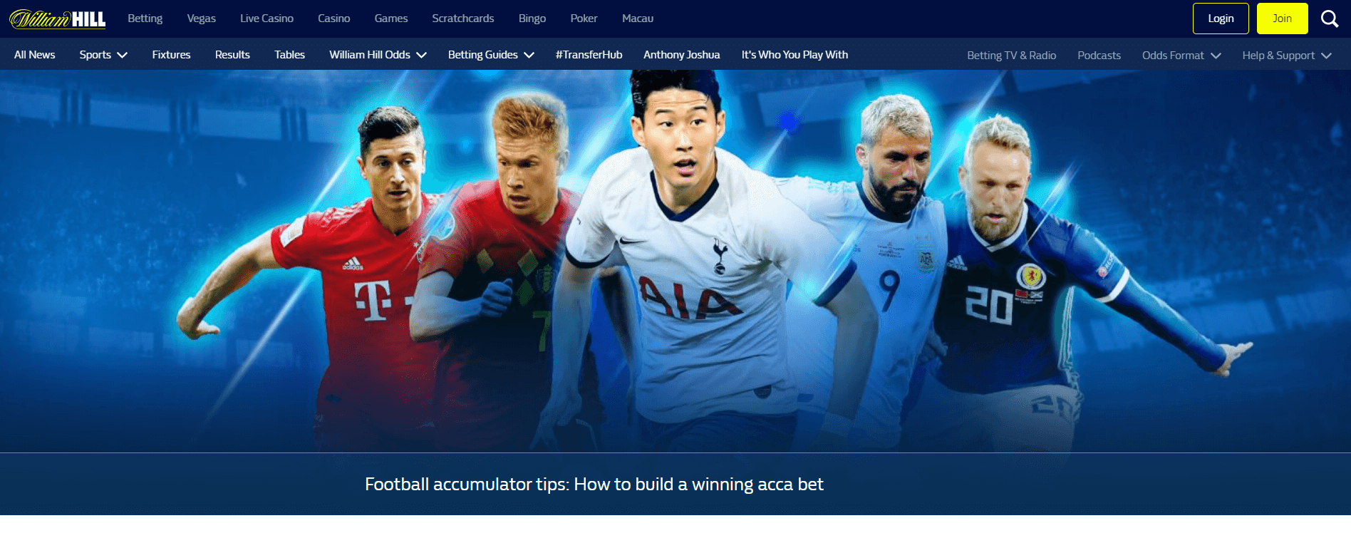 William Hill banner titled "How to build a winning acca bet"