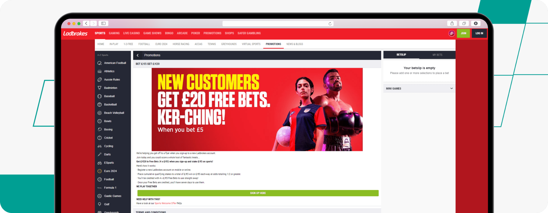 Ladbrokes new customer offer desktop screenshot