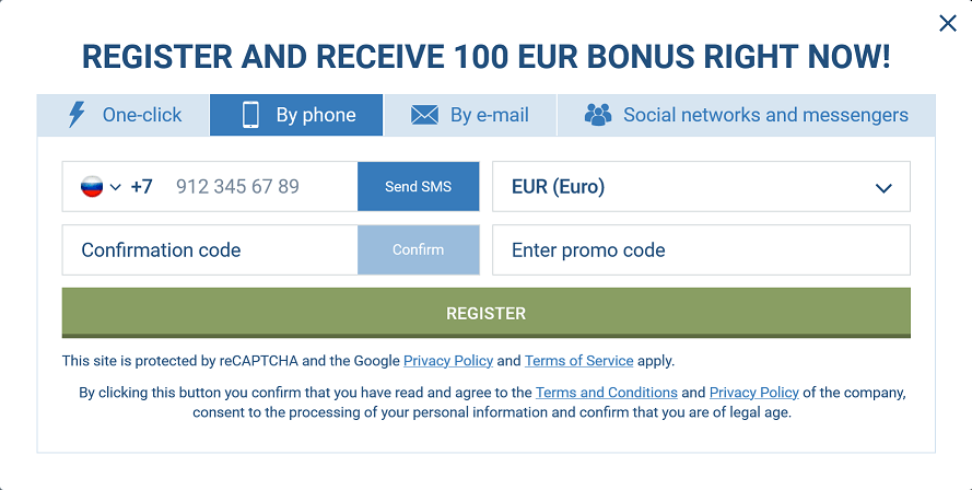 Signup 1xBet