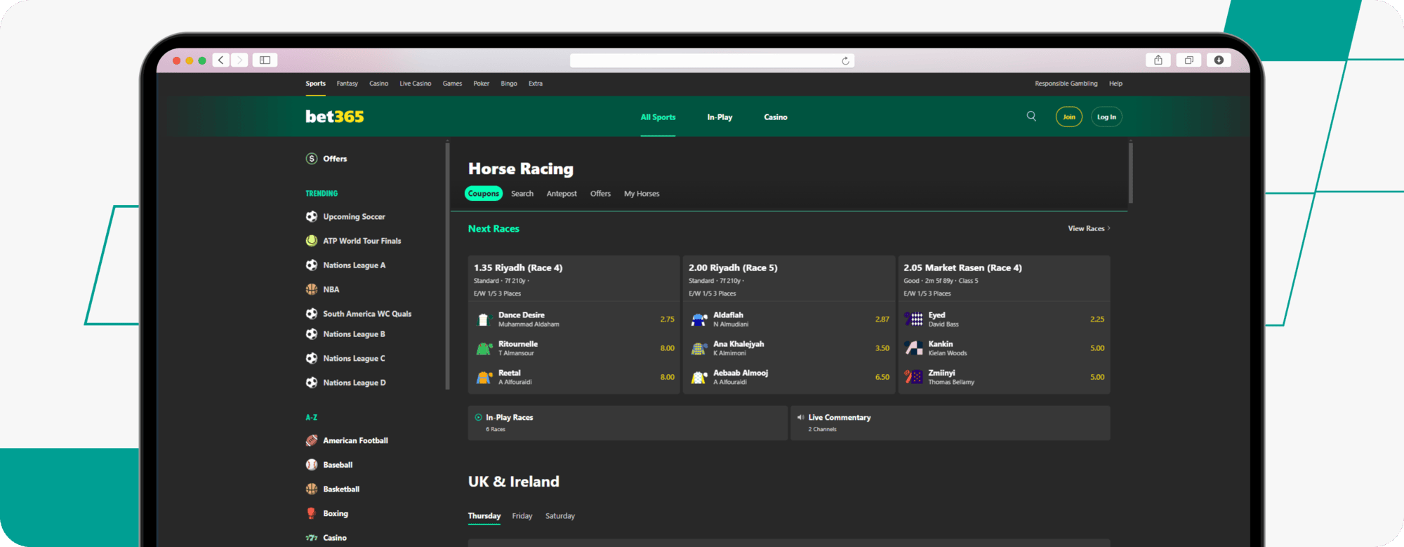 bet365 horse racing market