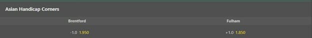 bet365 Asian Handicap Corners Screenshot