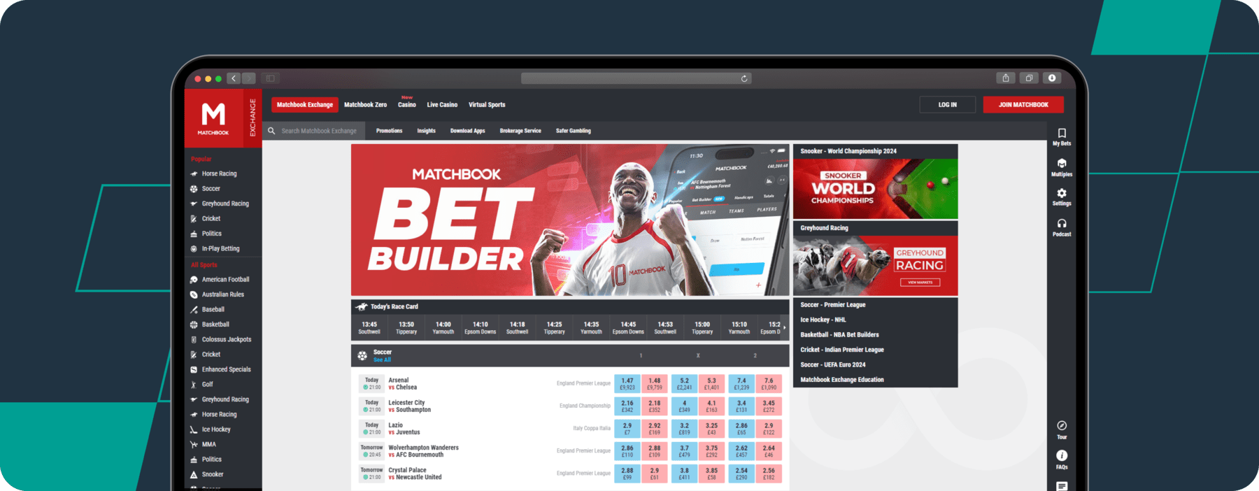 Matchbook Betting Exchange Homepage