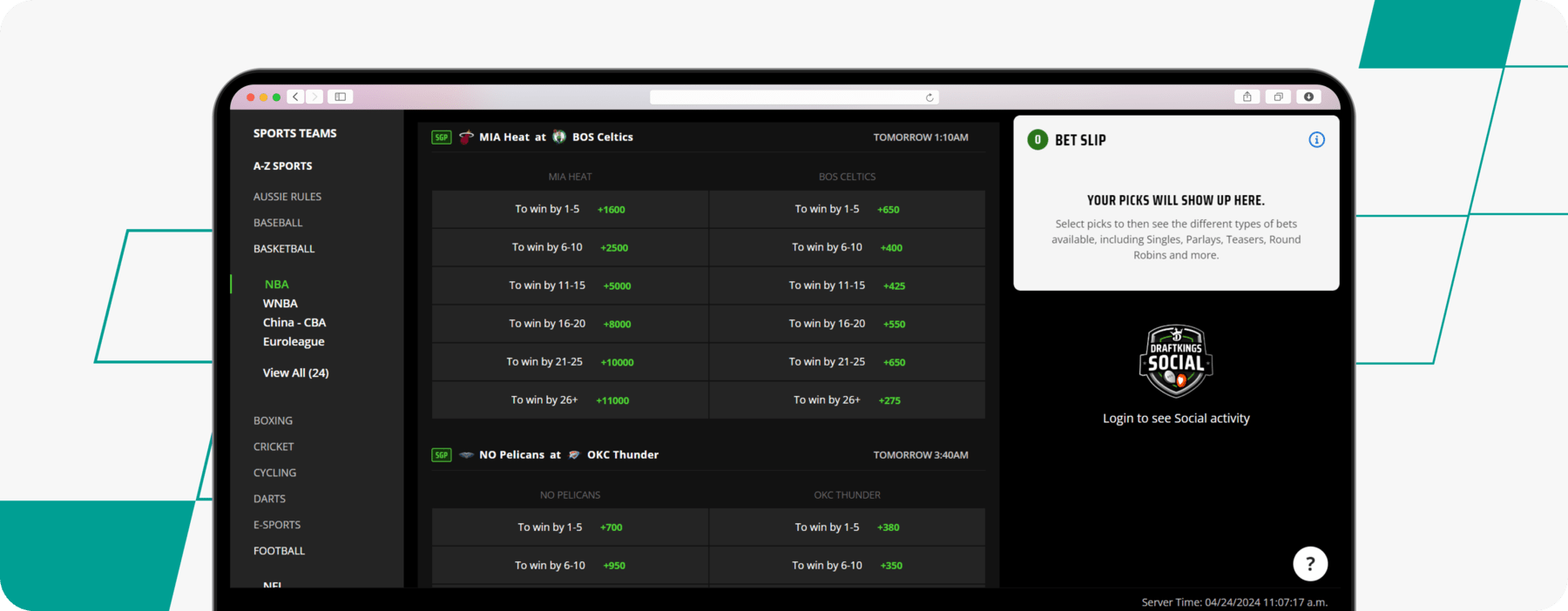 screenshot of draftkings winning margin 12 way