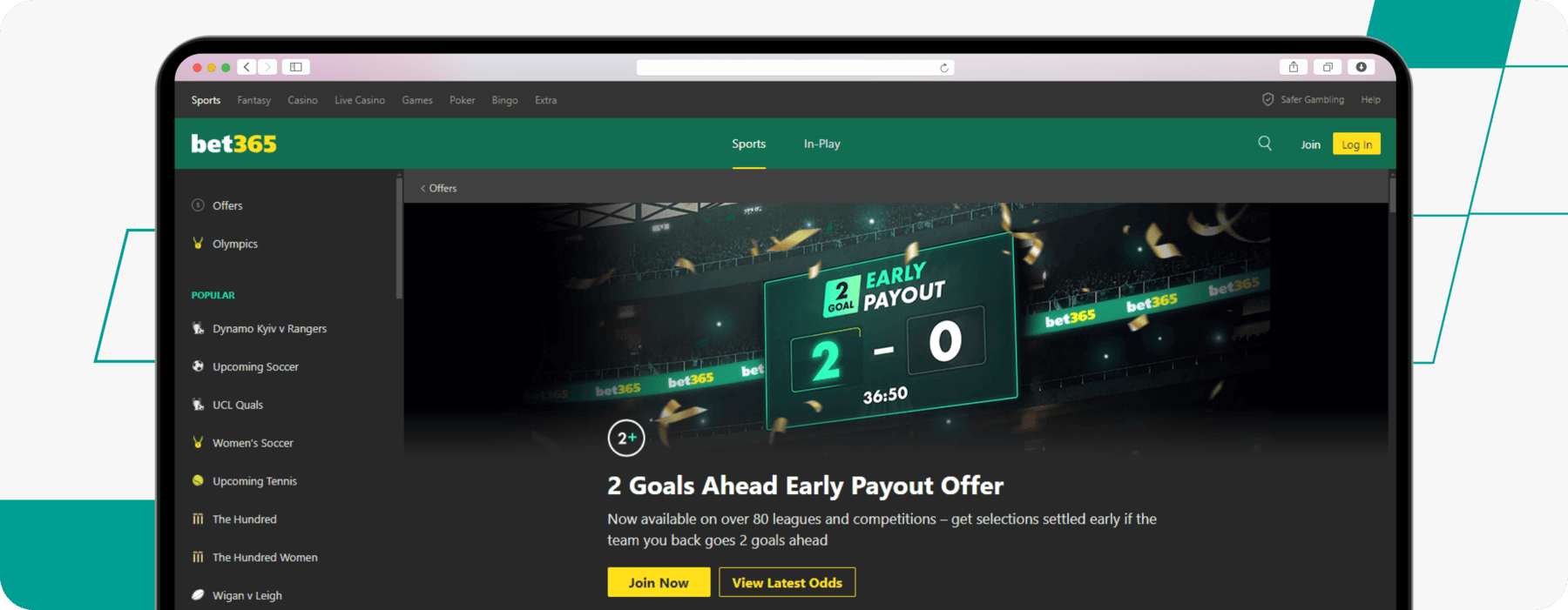 screenshot of bet365 early payout offer