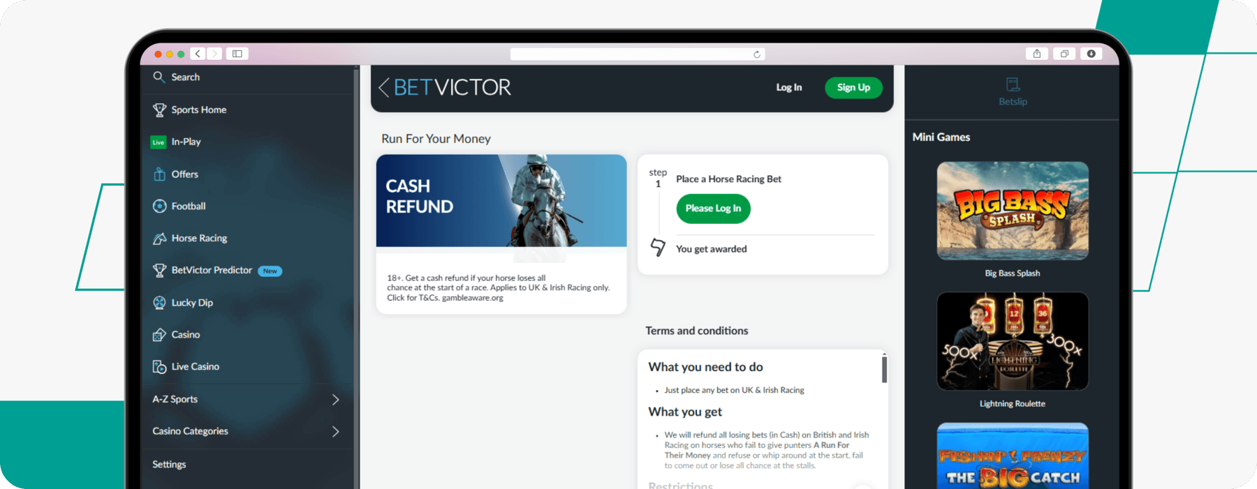 screenshot of betvictor run for your money offer